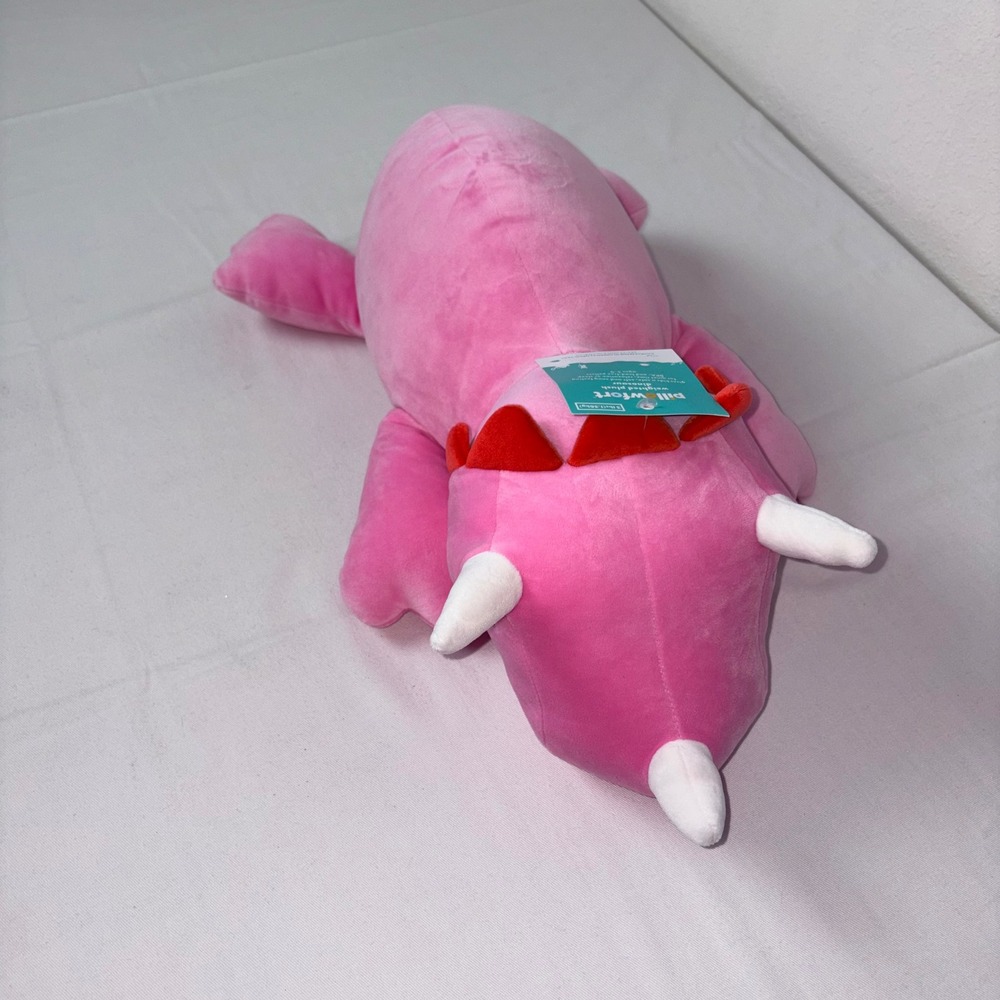 Pillowfort weighted Pink Plush Stuffed Animal Toy Dragon Dinosaur Valentine Gift - Picture 8 of 14